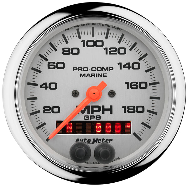 AutoMeter Gauge, Speedometer, 3 3/8", 200MPH, GPS, Marine Chrome