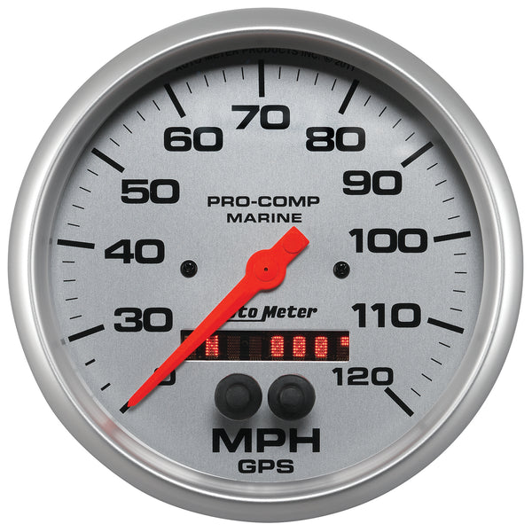 AutoMeter Gauge, Speedometer, 5", 120MPH, GPS, Marine Silver