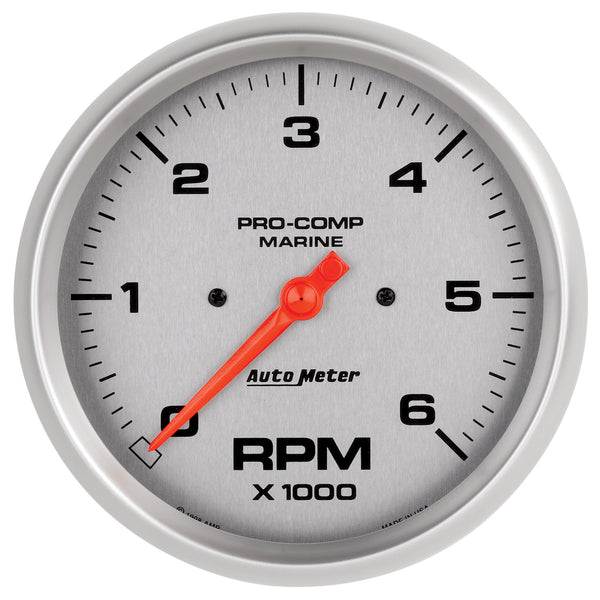 AutoMeter 5" IN-Dash Tachometer, 0-6,000 RPM, Marine Silver Ultra-Lite