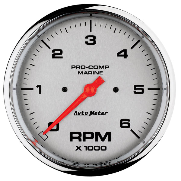 AutoMeter 5" IN-Dash Tachometer, 0-6,000 RPM, Marine Chrome Ultra-Lite