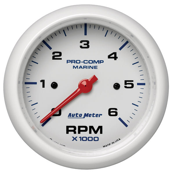 AutoMeter 3-3/8" IN-Dash Tachometer, 0-6,000 RPM, Marine White