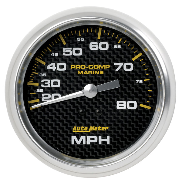 AutoMeter Gauge, Speedometer, 3 3/8", 80MPH, Mechanical, Marine Carbon Fiber