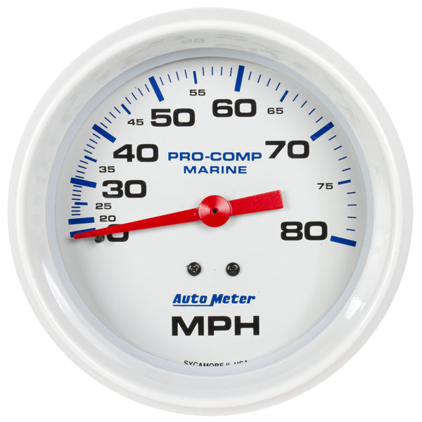 AutoMeter 3-3/8" Mechanical Speedometer, 0-80 MPH, Marine White