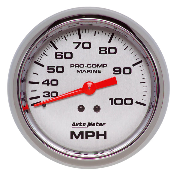 AutoMeter Gauge, Speedometer, 3 3/8", 100MPH, Mechanical, Marine Chrome