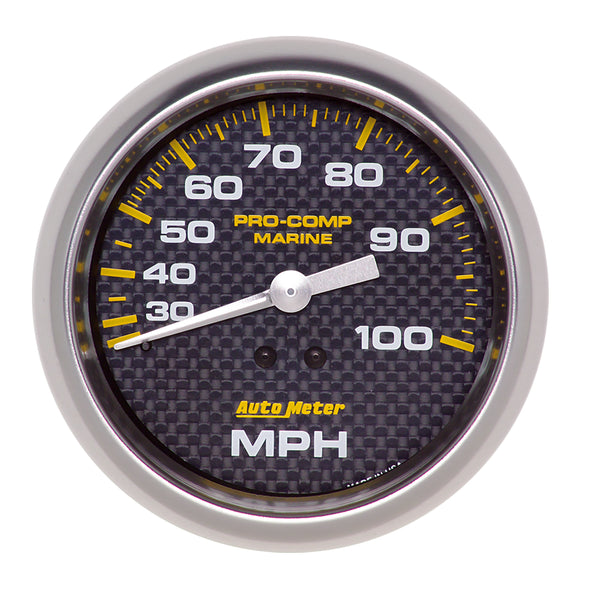 AutoMeter Gauge, Speedometer, 3 3/8", 100MPH, Mechanical, Marine Carbon Fiber
