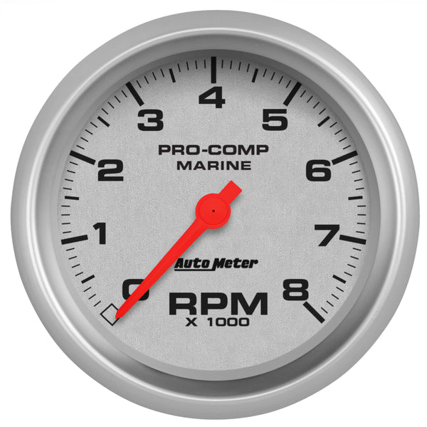AutoMeter 3-3/8" IN-Dash Tachometer, 0-8,000 RPM, Marine Silver Ultra-Lite