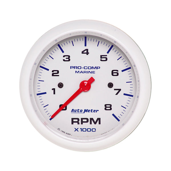 AutoMeter 3-3/8" IN-Dash Tachometer, 0-8,000 RPM, Marine White