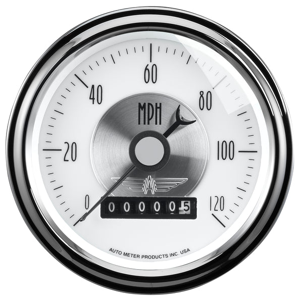 AutoMeter Indicateur de vitesse 3-3/8 po, 0-120 MPH, Prestige Pearl - poli (2085)