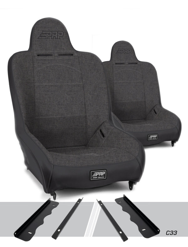 PRP Premier High Back Suspension Seats Kit for 95-01 Jeep Cherokee XJ (Pair) - Gray