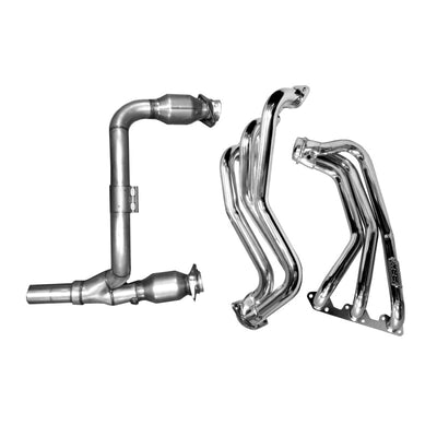 BBK Collecteurs d'échappement à tubes longs avec tuyau en Y et convertisseurs 07-11 Jeep 3.8 V6 - 1-5/8 céramique argent