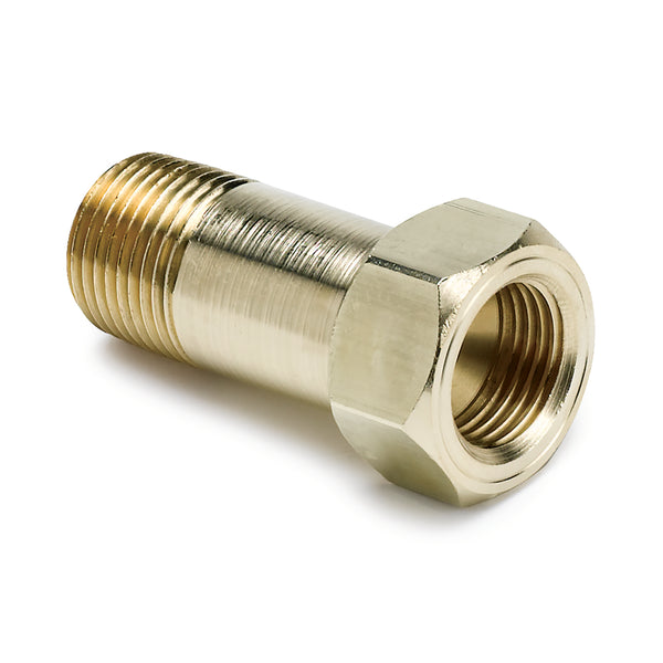 AutoMeter Fitting, Adapter, 3/8" NPT Male, Extension, Brass, for Mech. Temp. Gauge