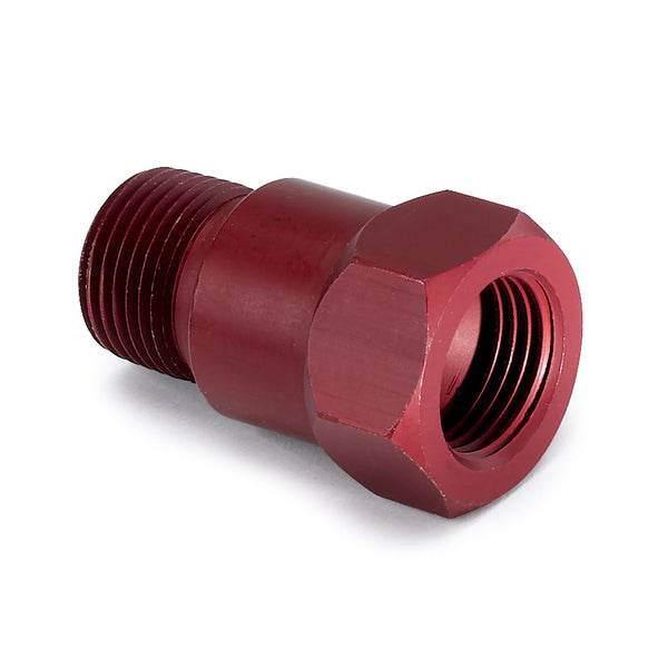 AutoMeter Fitting, Adapter, 3/8" NPT Male, Aluminum, Red, for Mech. Temp. Gauge