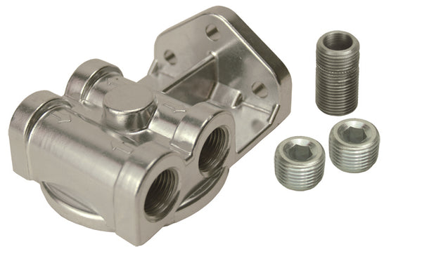 Derale Single Side Ports 3/8" NPT Filter Mount with 3/4"-16 Filter Threads