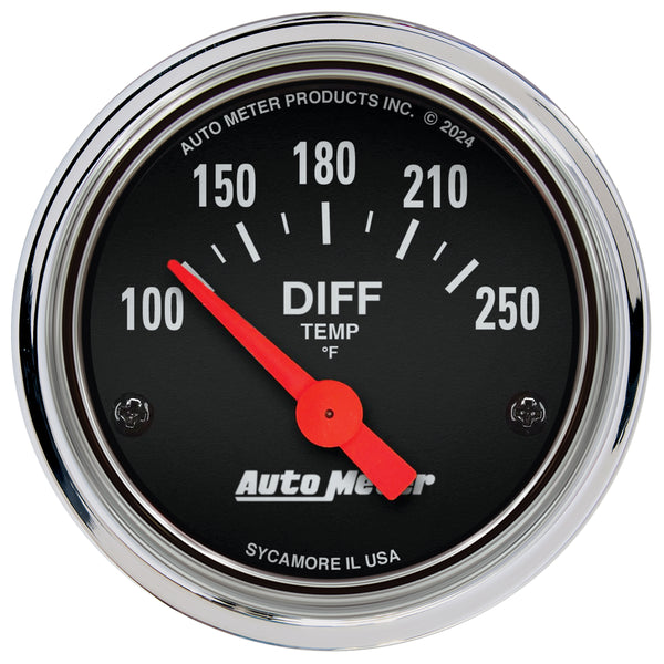 AutoMeter 2-1/16" Differential Temperature, 100-250 F, Traditional Chrome