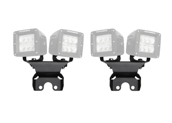 Go Rhino Ensemble de support d'éclairage sur charnière de lunette arrière de toit rigide 2018-2026 Wrangler pour jusqu'à deux (2) DEL cubiques de 3 po