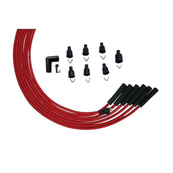 Moroso Jeu de fils de bougies Ultra 6 cylindres, capuchons à 90 degrés, non HEI - rouge