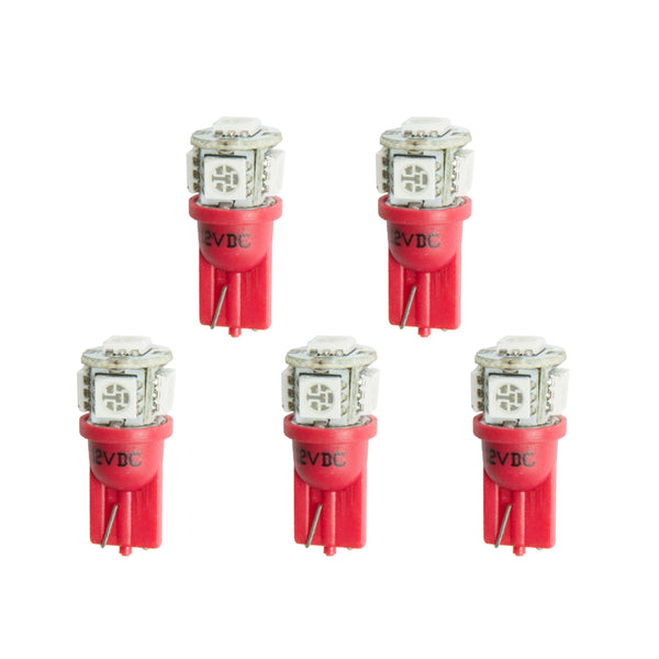 AutoMeter LED Bulb, Replacement, T3 Wedge, Red, 5 Pack
