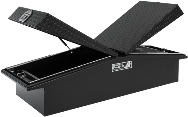Highway Product 71 X 16 X 23 Gull Wing Tool Box with Smooth Black Base, Black Diamond Plate Lid - 3412-005-BK62