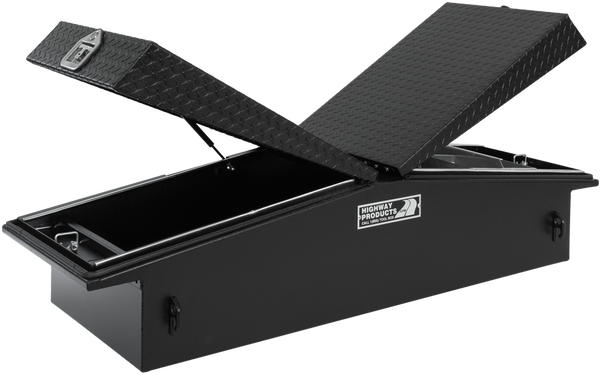 Highway Product 71 X 16 X 23 Gull Wing Tool Box with Smooth Black Base, Black Diamond Plate Lid - 3412-015-BK62