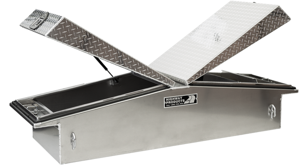 Highway Product 71 X 16 X 23 Gull Wing Tool Box with Smooth Aluminum Base, Diamond Plate Lid - 3412-015