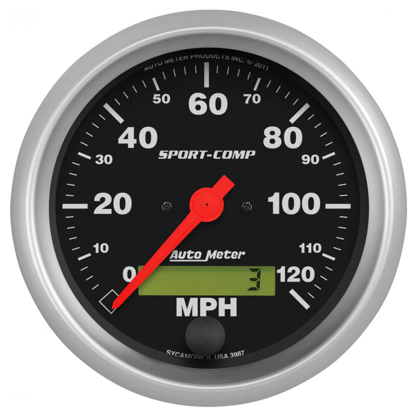 AutoMeter 3-3/8" Speedometer, 0-120 MPH, Sport-Comp — Red (3987)