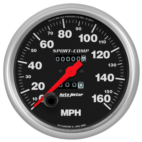 AutoMeter 5" Speedometer, 0-160 MPH, Sport-Comp — Red (3995)