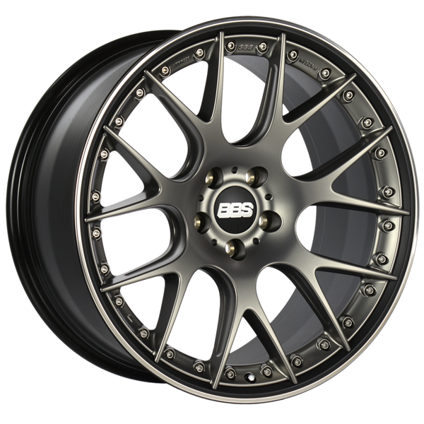 BBS Roue CH-RII 21x10.5 5x120 ET35 à protège-jante en inox - centre platine satiné, rebord noir - PFS/agrafe 82mm requis
