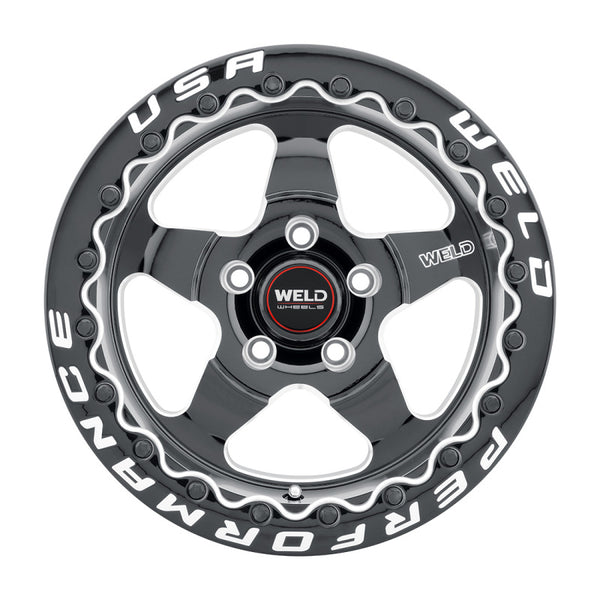 Weld S904 Wheel 15x10 Ventura Beadlock 5x114.3 ET51 BS7.50 Gloss BLK MIL DIA 78.1