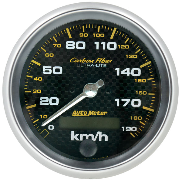 AutoMeter 3-3/8" Speedometer, 0-190 KPH, Carbon Fiber