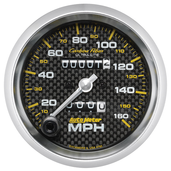 AutoMeter 3-3/8" Speedometer, 0-160 MPH, Carbon Fiber — Red (4793)