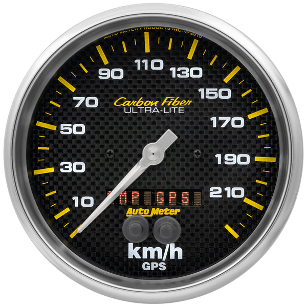 AutoMeter Gauge, Speedometer, 5", 225KM/H, GPS, Carbon Fiber