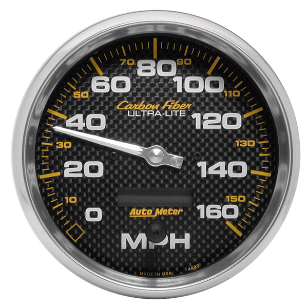 AutoMeter 5" Speedometer, 0-160 MPH, Carbon Fiber — Red (4889)