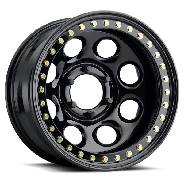 Raceline Roue à verrouillage de talon RT81 Rock 8 15x8 po / 6x139.7 / déport -19mm / alésage 107.95mm - noir brillant