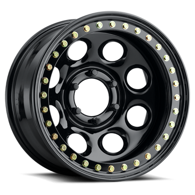 Raceline Roue à verrouillage de talon RT81 Rock 8 17x9.5 po / 6x139.7 / déport -44mm / alésage 107.95mm - noir brillant