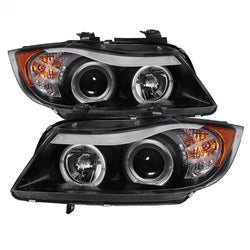 Spyder Projector Headlights - LED Halo - Amber Reflector - Eyebrow Bulb - Black