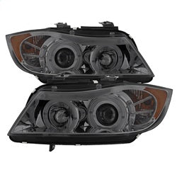 Spyder Projector Headlights - LED Halo - Amber Reflector - Eyebrow Bulb - Smoke
