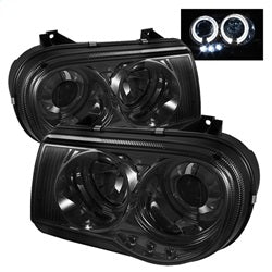 Spyder Projector Headlights - LED Halo - Smoke — 2005-2010 Chrysler 300 (5009159)