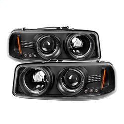 Spyder Projector Headlights - LED Halo - Black — for select GMC vehicles (5009357)