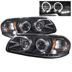 Spyder Projector Headlights - LED Halo - Black — 2000-2005 Chevrolet Impala (5009401)