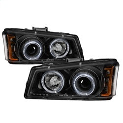 Spyder Projector Headlights - LED Halo - Amber Reflector - Black — for select Chevrolet vehicles (5009456)