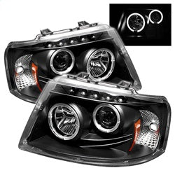 Spyder Phares à projecteur halo à DEL — noir — 2003-2006 Ford Expedition (5010117)