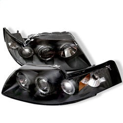 Spyder Projector Headlights - LED Halo - Black — 1999-2004 Ford Mustang (5010445)
