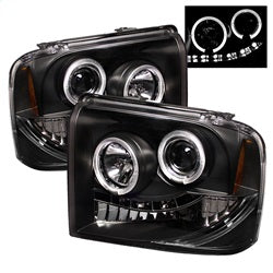Spyder Projector Headlights - LED Halo - Black — for select Ford trucks (5010544)