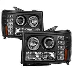 Spyder Projector Headlights - LED Halo - Black — for select GMC trucks (5010605)
