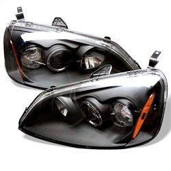Spyder Phares à projecteur halo à DEL réflecteur ambre — noir — 2001-2003 Honda Civic (5010759)