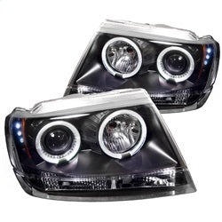 Spyder Phares à projecteur halo à DEL — noir — 1999-2004 Jeep Grand Cherokee (5011145)