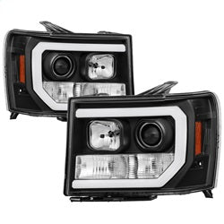 Spyder Projector Headlights - Version 2 - Light Bar DRL LED - Black — for select GMC trucks (5083630)