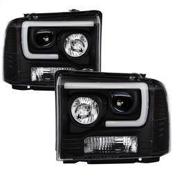 Spyder Light Bar Projector Headlights - Black — for select Ford trucks (5084507)