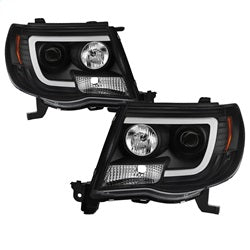 Spyder Projector Headlights - Version 2 - Light Bar DRL - Black — 2005-2011 Toyota Tacoma (5084514)
