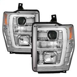 Spyder Projector Headlights - Version 2 - Light Bar DRL - Chrome — for select Ford trucks (5084699)